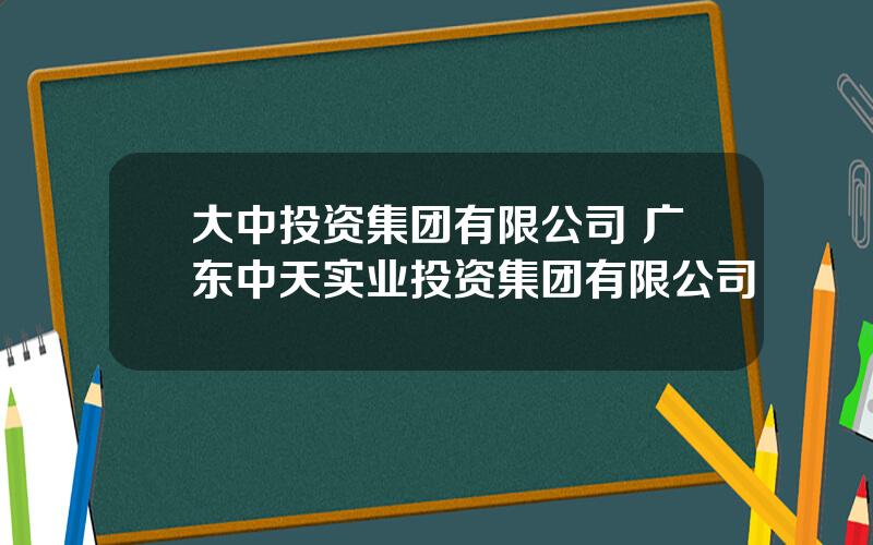 大中投资集团有限公司 广东中天实业投资集团有限公司